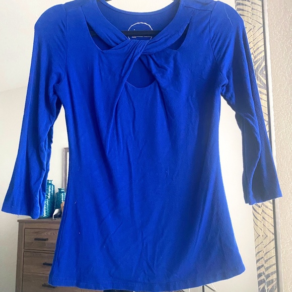 Blue Twist Cut-out Blouse - Picture 1 of 1
